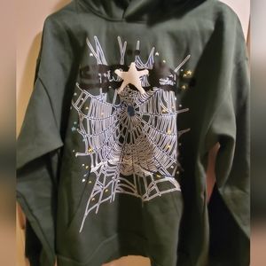 Sp5der hoodie dark green size large